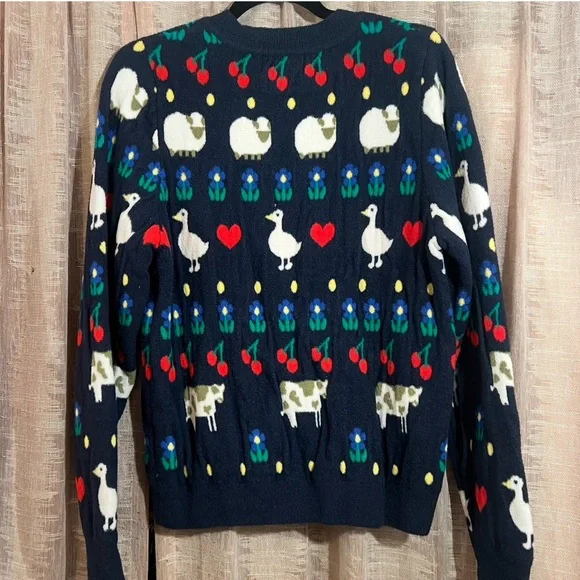 HVN Diana Fuzzy Brushed Intarsia Knit Animal Stripe Sweater - Picture 9 of 15